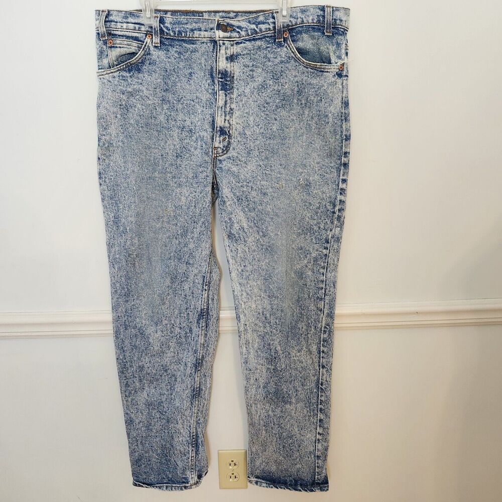 Vtg 515 Levis Jeans 42 x 32 Actual 40 x 32 Mens Orange Tab Stone Acid Denim USA